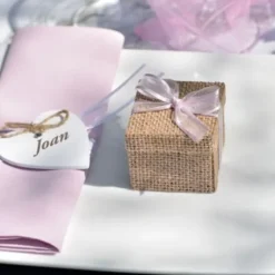 Boite Dragees Carr E En Jute Naturelle X 4 Pi Ces