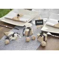 Boite Dragees Carr E En Jute Naturelle X 4 Pi Ces