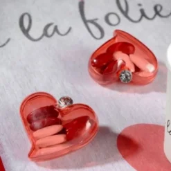 Boite Dragees Coeur Virgule Rouge