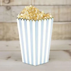 Boites Pop-Corn Bleu Pastel Et Or X8 Pi Ces