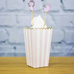 Boites Pop-Corn Rose Pastel Et Blanche X8 Pi Ces