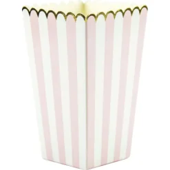 Boites Pop-Corn Rose Pastel Et Blanche X8 Pi Ces