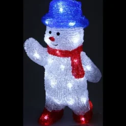 Bonhomme De Neige Lumineux Acrylique Avec Echarpe Rouge