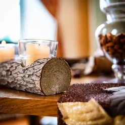 Bougeoir Double Rondin De Bois Avec 2 Photophores