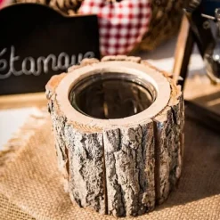 Bougeoir Rondin De Bois Avec Photophore