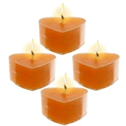Bougie Chauffe Plat Coeur Orange X 4 Pi Ces