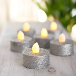 Bougie Chauffe Plat Led Paillet Argent X 3 Pi Ces