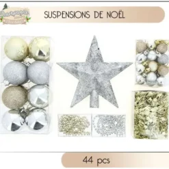 Boule De Noel Assorties Or Et Argent X 44 Pi Ces