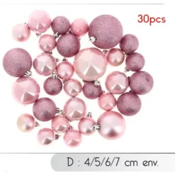 Boule De Noel Assorties Rose X 30 Pi Ces
