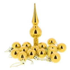 Boule De Noel Avec Cimier Or X 14 Pi Ces