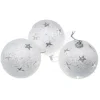 Boule De Noel Blanche 8Cm Avec Etoile X 3 Pi Ces