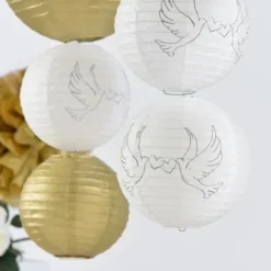 Boule Lanterne En Papier Colombe 20Cm X 2 Pi Ces