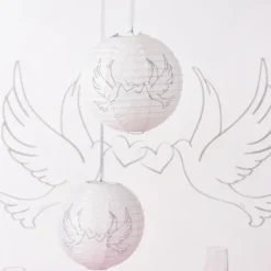 Boule Lanterne En Papier Colombe 20Cm X 2 Pi Ces