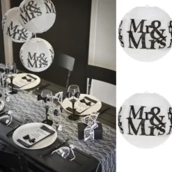 Boule Lanterne En Papier Mr Mrs 20Cm X 2 Pi Ces