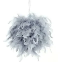 Boule Plume Grise 20 Cm
