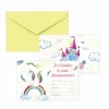 Carton D'Invitation Et Enveloppe Licornes En Carton 10.5X14.8Cm X8Pcs