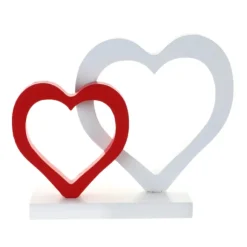 Centre De Table Deux Coeurs Romantique 21 Cm