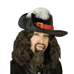 Chapeau Mousquetaire Noir Avec Plumes Autruche