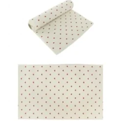 Chemin De Table En Lin Avec Coeurs Rouge