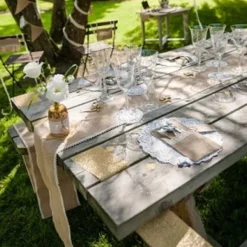 Chemin De Table En Vrai Jute Dentelle Blanc 20Cm X 5 M Tres