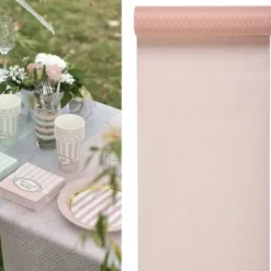 Chemin De Table Intisse Plumetis Rose