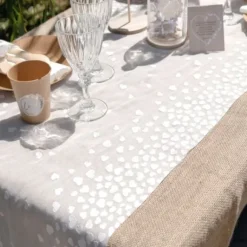 Chemin De Table Mariage Coeur Blanc En Polyester 48 Cm X 3 M Tres