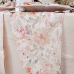 Chemin De Table Mousseline Blanc Et Pastel