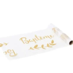 Chemin De Table Organza Bapt Me Paillettes Or