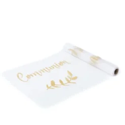 Chemin De Table Organza Communion Paillettes Or