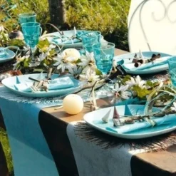 Chemin De Table Pas Cher Intisse 25 M Tres Turquoise