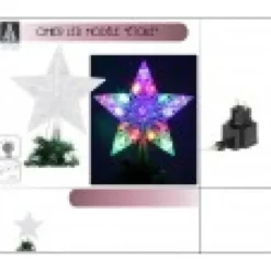 Cimier De Sapin Lumineux Forme Etoile 20 Led Multicolores
