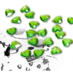 Coeur Strass Vert Anis X 50 Pi Ces