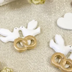 Confettis De Table Colombe Avec Alliance Or X 6 Pi Ces