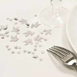 Confettis De Table Mariage Colombe Argent
