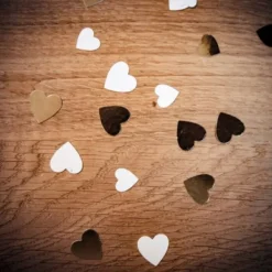 Confettis De Table Petit Coeur Or Et Blanc X 100