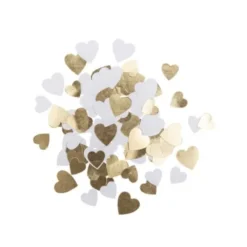 Confettis De Table Petit Coeur Or Et Blanc X 100