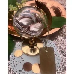 Contenant Dragees Plexi Boule Mappemonde Rose Gold