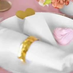 Cornet A Dragees Blanc Avec Coeur Or X 6 Pi Ces