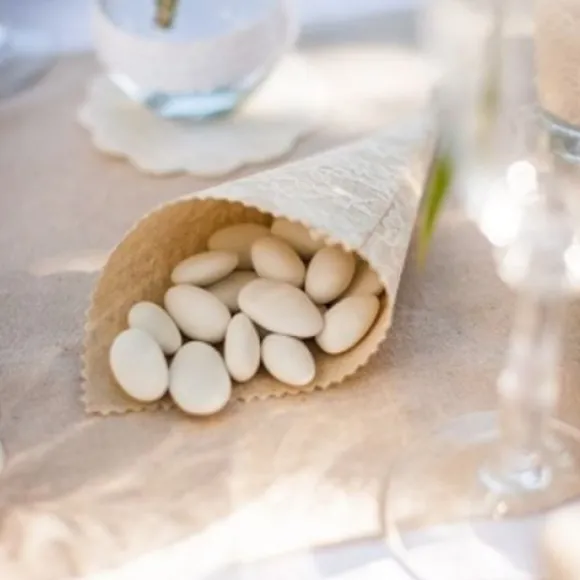 Cornet A Dragees En Jute Dentelle X 5 Pi Ces