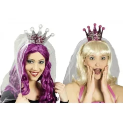 Couronne Avec Voile De Mari E Argent Et Fuchsia