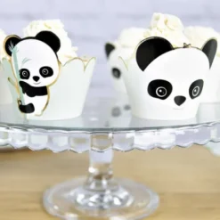 Cupcake Wrappers Baby Panda Vert Pastel X6Pcs