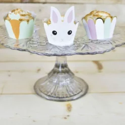 Cupcake Wrappers Lapinou Gris Pastel X6Pcs