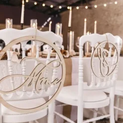 D Coration Couronne De Chaise Mariage Mr & Mme En Bois 40 Cm