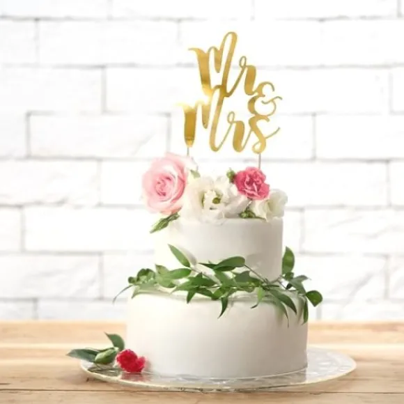 Decoration De G Teau Topper Mr & Mrs Or 26 Cm