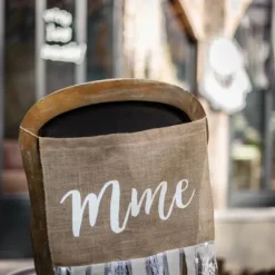 Dos De Chaise Mr Mme En Jute Et Frange Dentelle X 2 Pi Ces