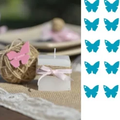 Etiquette Marque Place Papillon Turquoise X10 Pi Ces