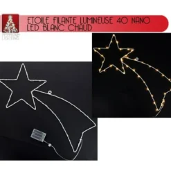 Etoile Filante De Noel Lumineuse 40 Nano Led Blanc Chaud
