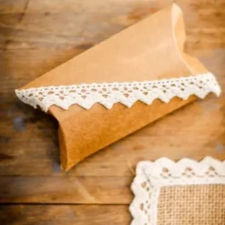Etui A Dragees Kraft Avec Dentelle X 10 Pi Ces