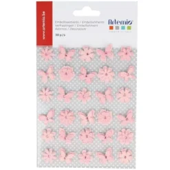 Fleurs Et Papillons En Papier Rose X 30