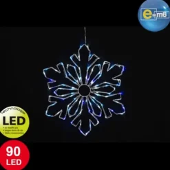 Flocon De Neige Lumineux Bleu Et Blanc 90 Led